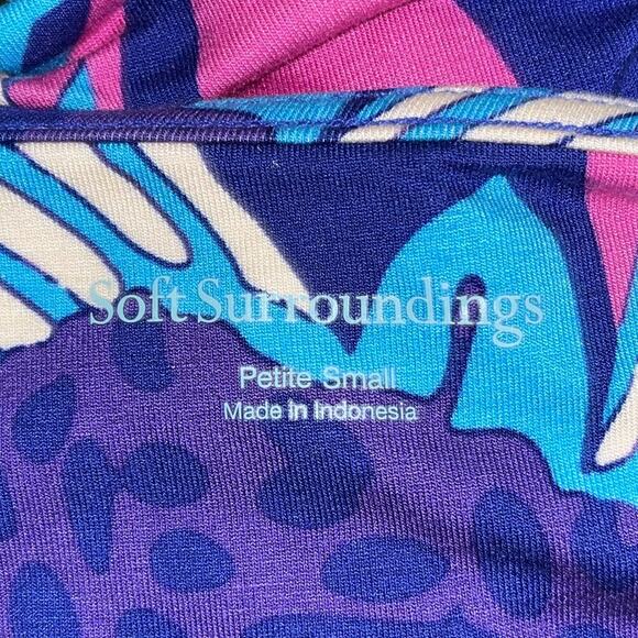 Soft Surroundings Floral Maxi Dress Petite Small Blue Pink Tropical Print - Picture 7 of 10